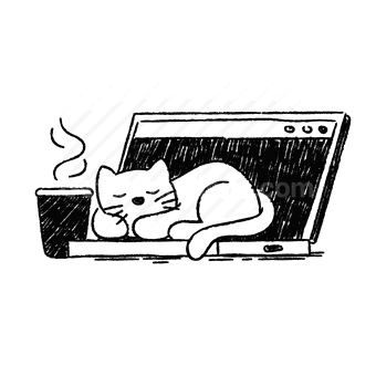 cat, computer, nap, rest, relaxation